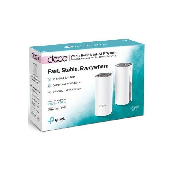 TP LINK Mrežni mesh sistem TP-LINK DECO E4(3-PACK) Wi-Fi/AC1200/867Mbps/300Mbps/2x LAN/2 antene - DECO E4(3-PACK)