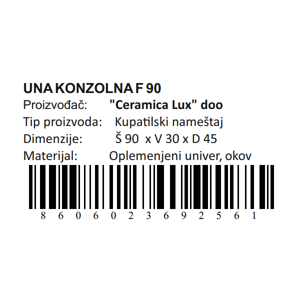 CERAMICA LUX Una donji deo F90 konzolna - 300254