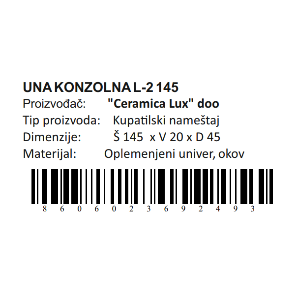 CERAMICA LUX Una donji deo L-2 145 konzolna - 300255