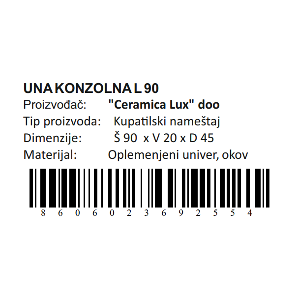 CERAMICA LUX Una donji deo L90 konzolna - 300253