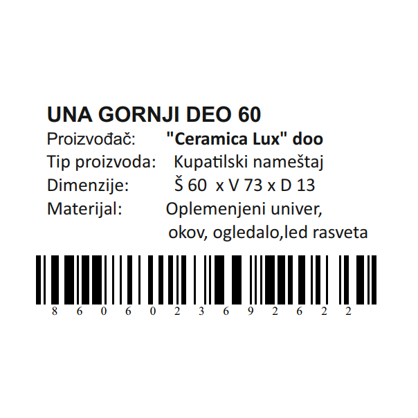 CERAMICA LUX Una gornji deo 60 - 300262