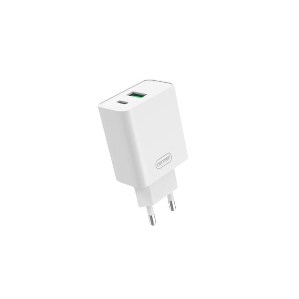 DENMEN Punjač DC08 20W Fast 2x(USB-A + Type C), bela - 1360245