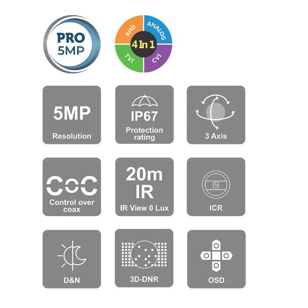 PROVISION Kamera Analogna Turret, 5MP, PRO serija, 2,8mm, IR20m - DI-350A-28