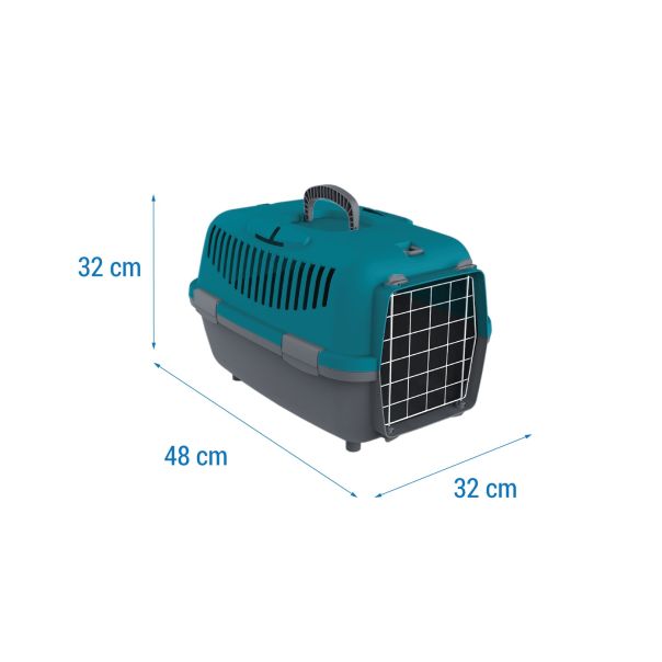 PETMAX Transporter metalna vrata Lux 1 tirkiz 48x32x32 cm - 50300