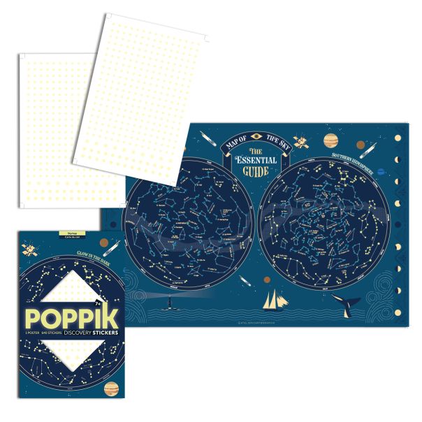 Edukativni poster s nalepnicama XXL Otkrića: Karta neba (svetli se u mraku) 6+ - DIS004