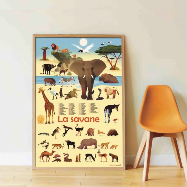 Edukativni poster s nalepnicama Otkrića: Savana 5+ - DIS030