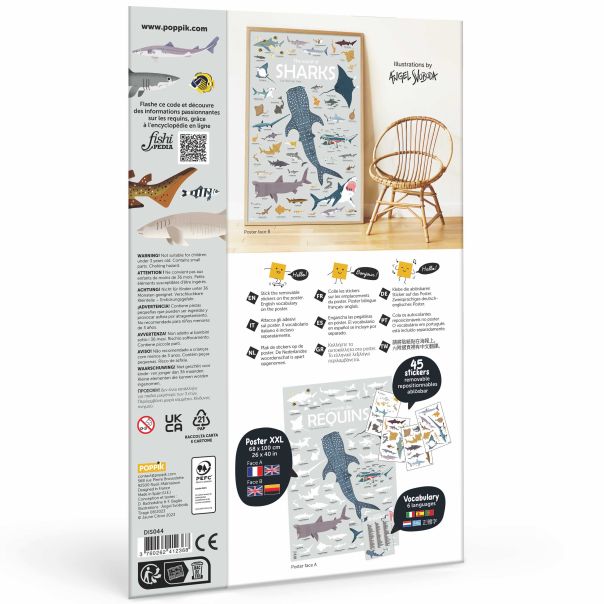 Edukativni poster s nalepnicama Otkrića: Ajkule 6+ - DIS044