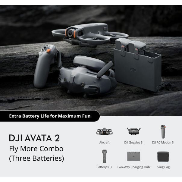 DJI Dron Avata 2 Fly More Combo i tri baterije, siva - EP1953851