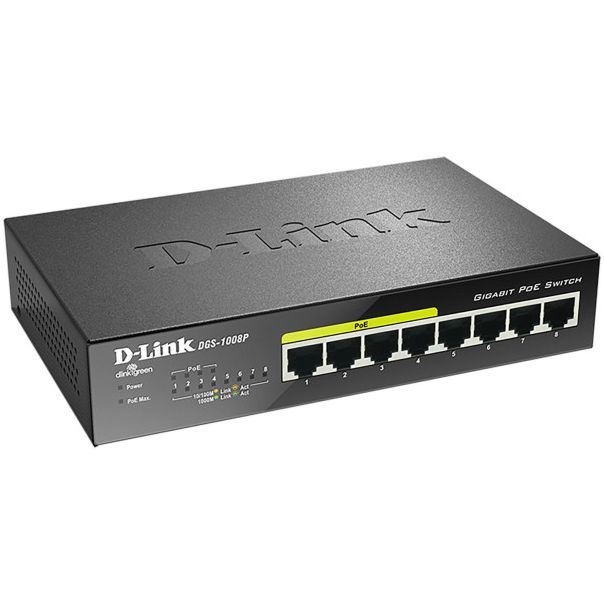 D-LINK switch 8P DGS-1008P/E Metall PoE+ - DLI002