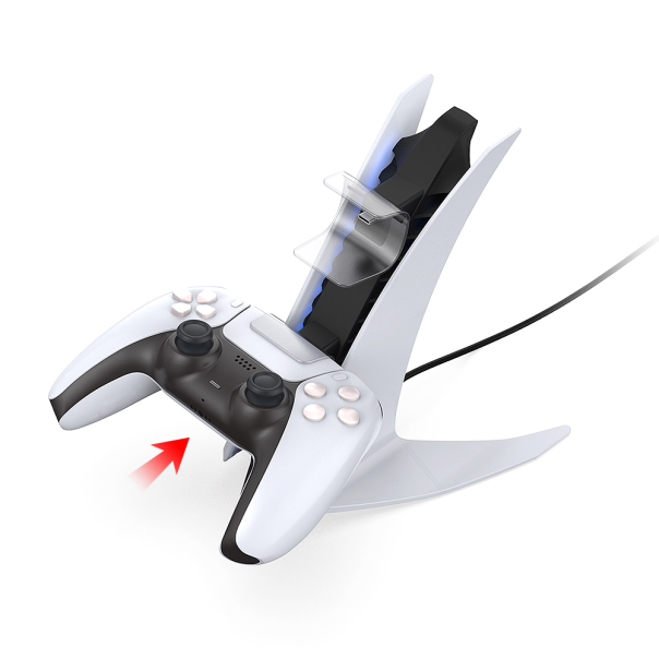 Dobe TP5-0557 stalak-punjač za dva gamepada sa osvetljenjem PS5 beli - 220785
