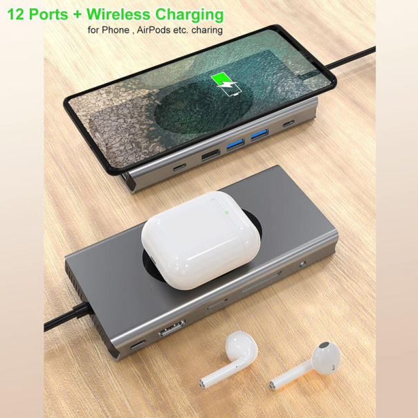Docking station / HUB  Type-C na LAN Gb, Wireless PC, SD card, TF, Type-C, 3xUSB 3.0, 2xUSB 2.0, Audio, HDMI i VGA 13 u 1 20cm kabl - 615984