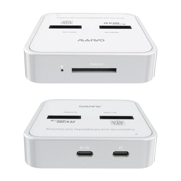 Docking station MAIWO K3016SD, Type C 3.2 na 2 x M.2 (SATA i PCIe NvMe), SD Card, beli - 213524