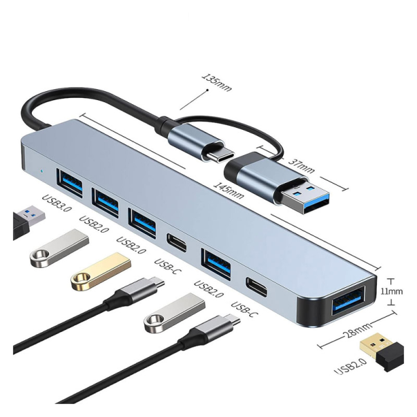 Docking station / HUB Type-C na USB 3.0 7u1 kabel 10cm - 601956