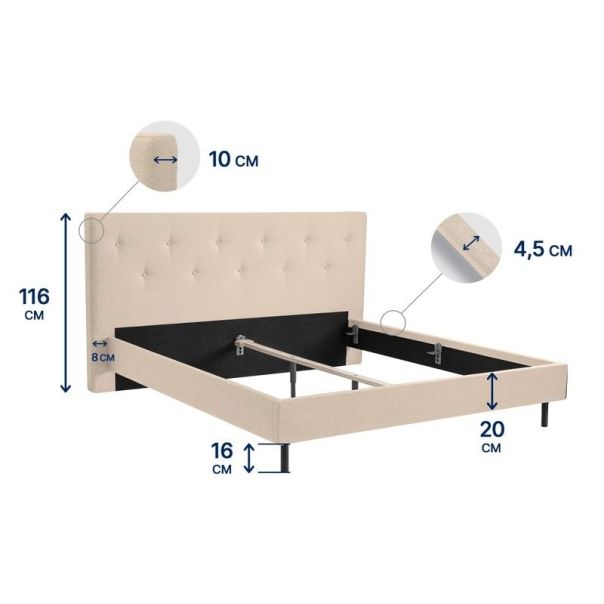 DORMEO Dolce Pro ram za krevet (bez letvica i dušeka)-klasični, bež, 180x200 - EP2859376