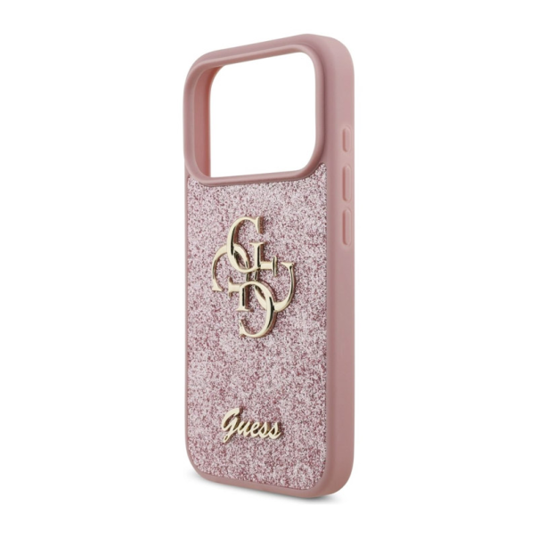 Maska za iPhone 17 Pro/ 18 Pro Guess Fixed Glitter Big 4G pink - EP3235731