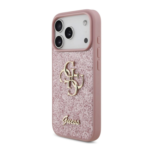 Maska za iPhone 17 Pro/ 18 Pro Guess Fixed Glitter Big 4G pink - EP3235731