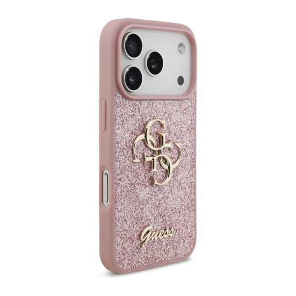 Maska za iPhone 17 Pro/ 18 Pro Guess Fixed Glitter Big 4G pink - EP3235731