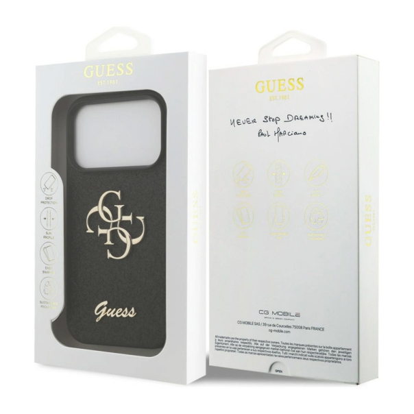 Maska za iPhone 17 Pro/ 18 Pro Guess Fixed Glitter Big 4G crna - EP3235734