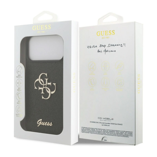 Maska za iPhone 17 Pro Max/ 18 Pro Max Guess Fixed Glitter Big 4G crna - EP3233965