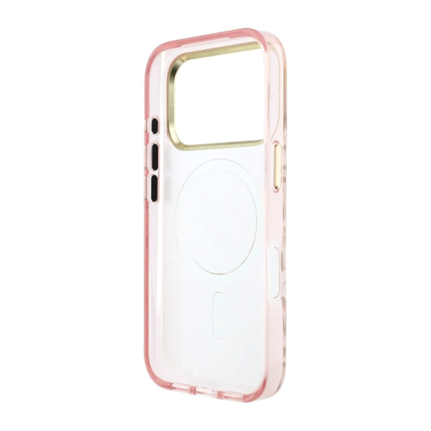 Maska za iPhone 17 Pro Max/ 18 Pro Max Guess IML Leopard Glitter Triangle MagSafe pink - EP3236190