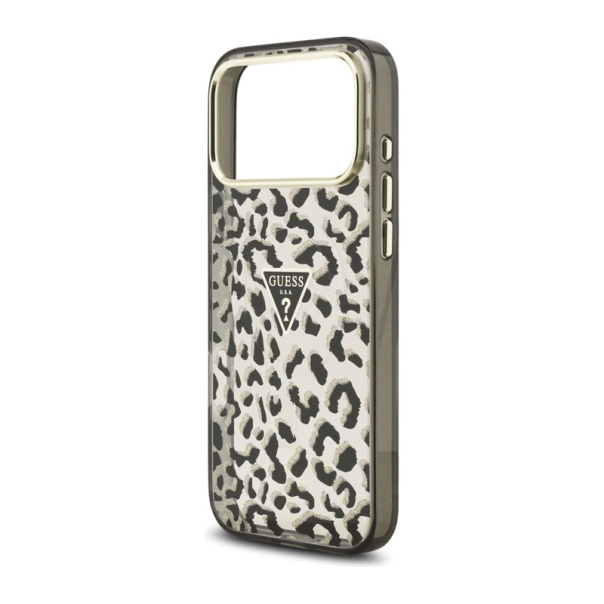 Maska za iPhone 17 Pro Max/ 18 Pro Max Guess IML Leopard Glitter Triangle MagSafe crna - EP3236196