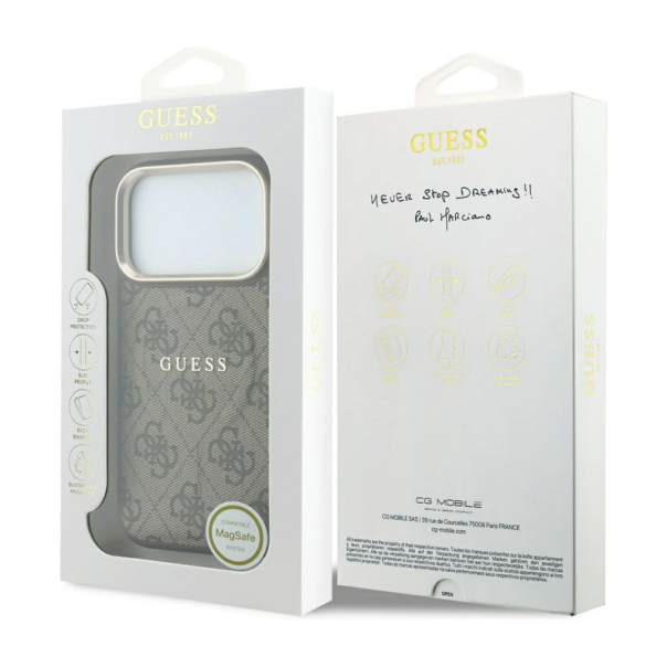 Maska za Samsung iPhone 17 Pro/ 18 Pro braon Guess 4G Embossed Classic MagSafe - EP3234257