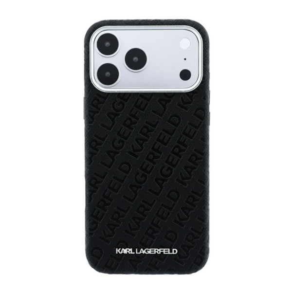 Maska Karl Lagerfeld Grained Allover Elongated Magsafe iPhone 17 Pro/ 18 Pro crna - EP3235737