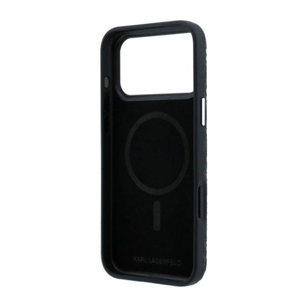 Maska Karl Lagerfeld Grained Allover Elongated Magsafe iPhone 17 Pro/ 18 Pro crna - EP3235737