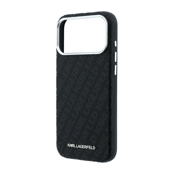 Maska Karl Lagerfeld Grained Allover Elongated Magsafe iPhone 17 Pro Max/ 18 Pro Max crna - EP3235740