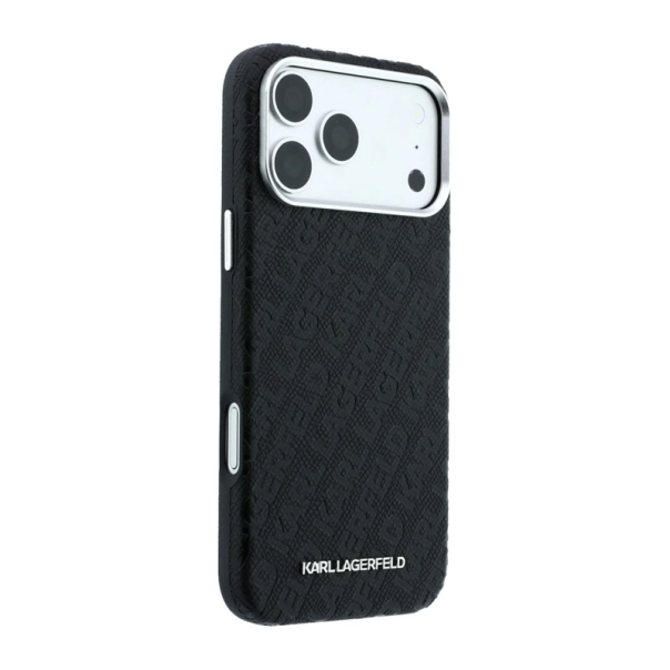 Maska Karl Lagerfeld Grained Allover Elongated Magsafe iPhone 17 Pro Max/ 18 Pro Max crna - EP3235740