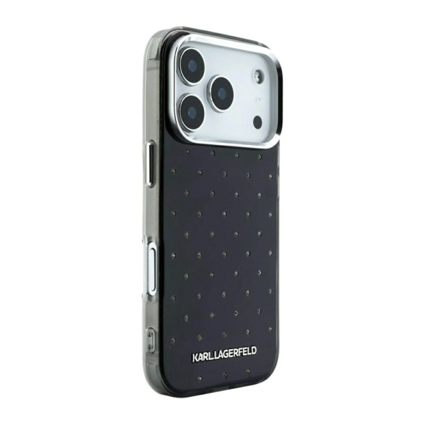 Maska za iPhone 17 Pro/ 18 Pro Karl Lagerfeld IML Rhinestones Allover and Electroplated Logo crna - EP3236205