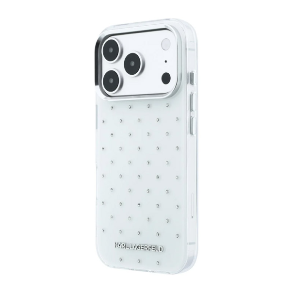 Maska za iPhone 17 Pro/ 18 Pro Karl Lagerfeld IML Rhinestones Allover and Electroplated Logo bela - EP3236130