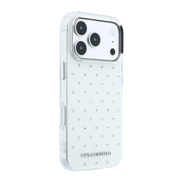 Maska za iPhone 17 Pro/ 18 Pro Karl Lagerfeld IML Rhinestones Allover and Electroplated Logo bela - EP3236130