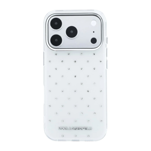 Maska za iPhone 17 Pro/ 18 Pro Karl Lagerfeld IML Rhinestones Allover and Electroplated Logo bela - EP3236130
