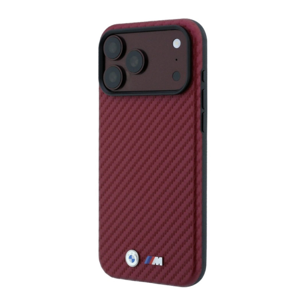 Maska za iPhone 17 Pro/ 18 Pro BMW M Carbon Metal Logo Magsafe bordo - EP3231571