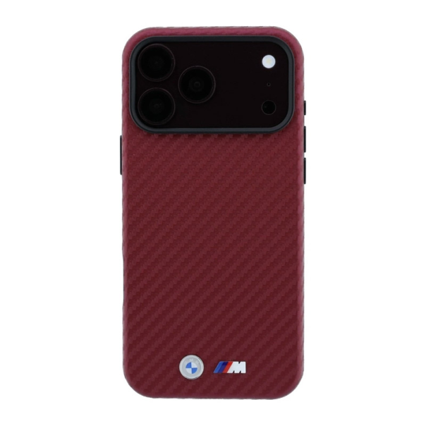 Maska za iPhone 17 Pro Max/ 18 Pro Max BMW M Carbon Metal Logo Magsafe bordo - EP3233974