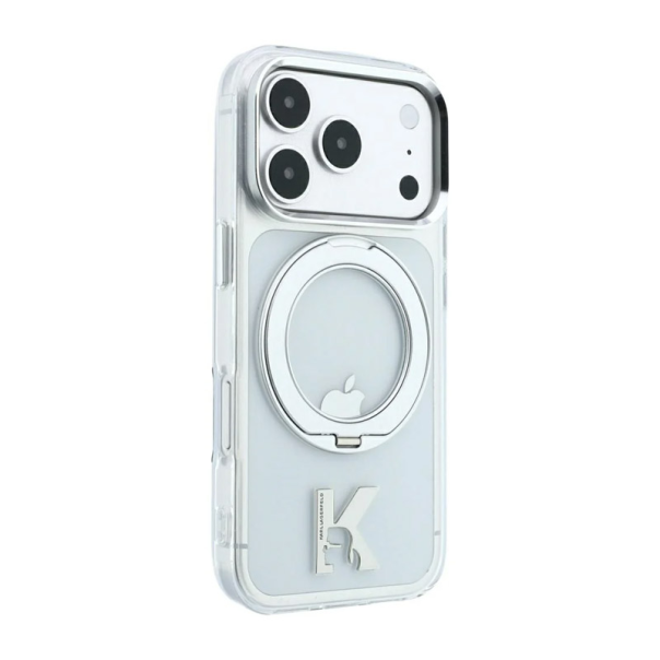 Maska za iPhone 17 Pro/ 18 Pro Karl Lagerfeld IML Ring Stand 360 Kameo Metal Magsafe transparent - EP3236220