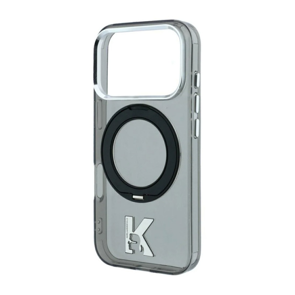 Maska za iPhone 17 Pro/ 18 Pro Karl Lagerfeld IML Ring Stand 360 Kameo Metal Magsafe crna - EP3236226