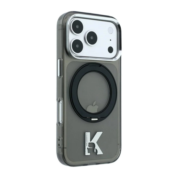 Maska za iPhone 17 Pro/ 18 Pro Karl Lagerfeld IML Ring Stand 360 Kameo Metal Magsafe crna - EP3236226