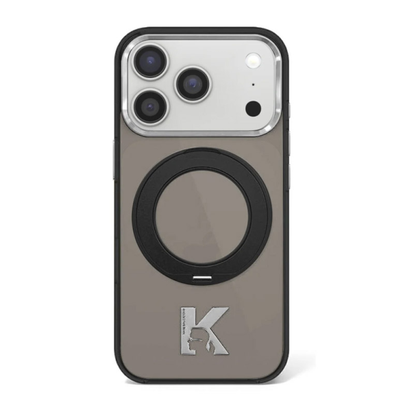 Maska za iPhone 17 Pro Max/ 18 Pro Max Karl Lagerfeld IML Ring Stand 360 Kameo Metal Magsafe crna - EP3236229