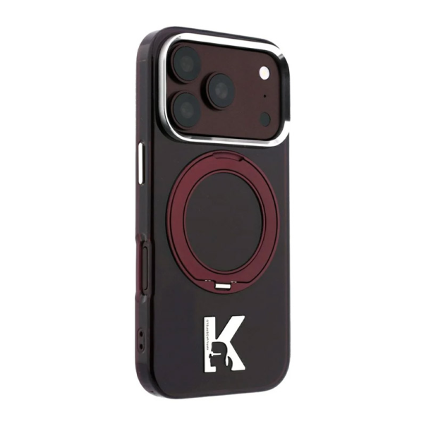 Maska za iPhone 17 Pro/ 18 Pro burgundy Karl Lagerfeld IML Ring Stand 360 Kameo Metal Magsafe - EP3236154