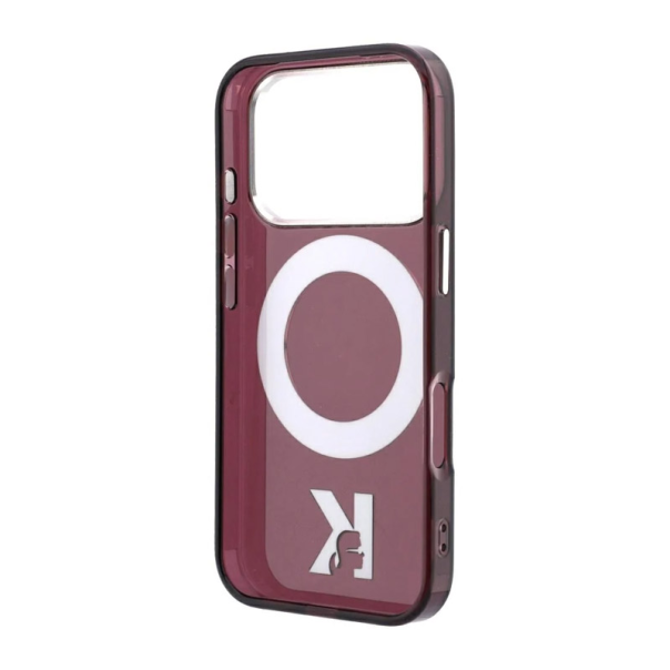 Maska za iPhone 17 Pro/ 18 Pro burgundy Karl Lagerfeld IML Ring Stand 360 Kameo Metal Magsafe - EP3236154