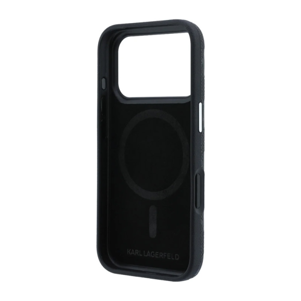 Maska za iPhone 17 Pro/ 18 Pro Karl Lagerfeld Grained Mono Resin Logo Magsafe crna - EP3236157