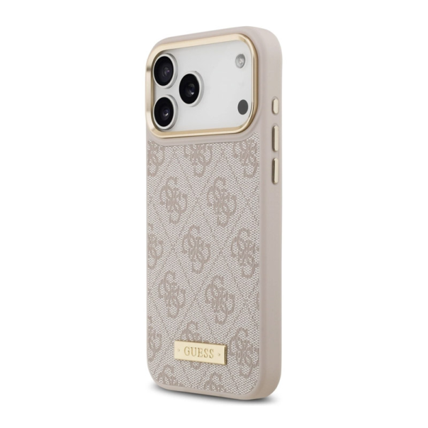 Maska za iPhone 17 Pro Max Guess 4G Logo Plate MagSafe pink - DRO621542