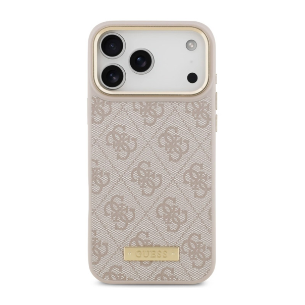 Maska za iPhone 17 Pro Max Guess 4G Logo Plate MagSafe pink - DRO621542