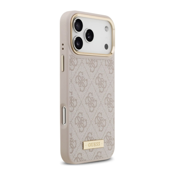 Maska za iPhone 17 Pro Max Guess 4G Logo Plate MagSafe pink - DRO621542