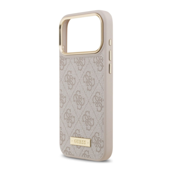 Maska za iPhone 17 Pro Max Guess 4G Logo Plate MagSafe pink - DRO621542