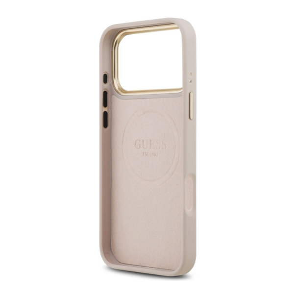 Maska za iPhone 17 Pro Max Guess 4G Logo Plate MagSafe pink - DRO621542