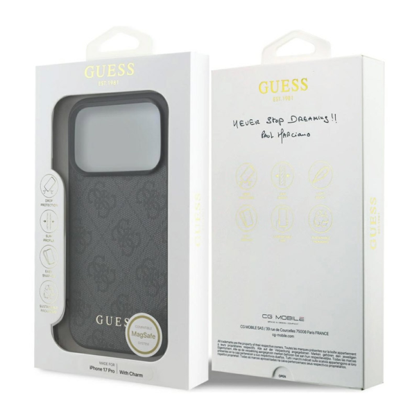 Maska za iPhone 17 Pro Guess 4G Charms Collection MagSafe crna - DRO622627