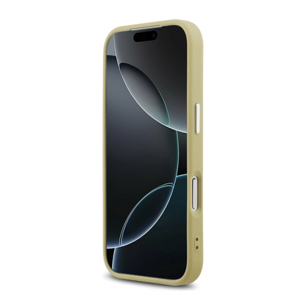 Maska za iPhone 17 Pro Guess Glitter Triangle Logo MagSafe zlatna - DRO622630